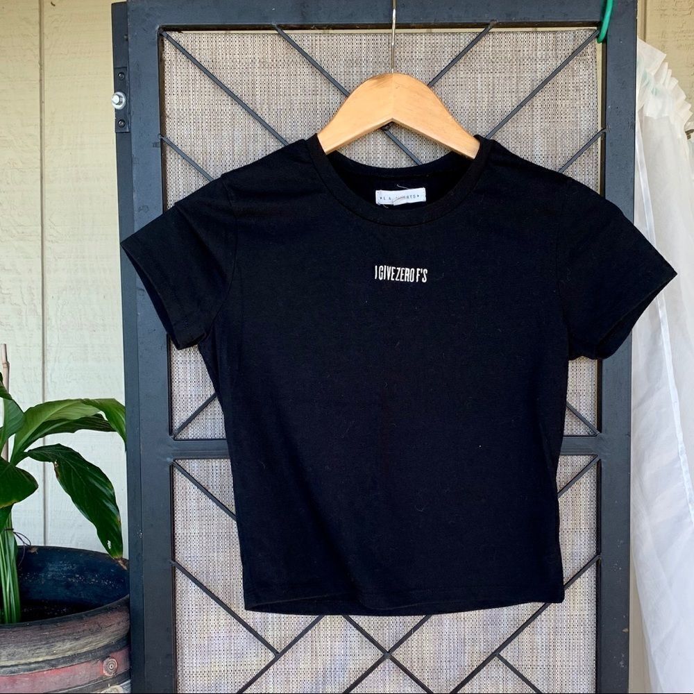 L.A Hearts I Give Zero Fs Black T Shirt Small